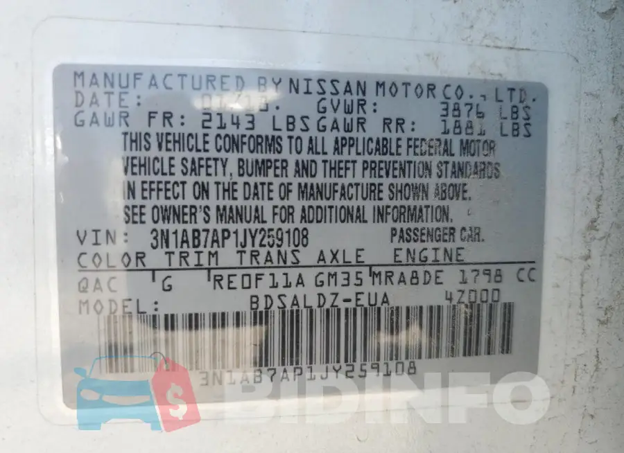 3N1AB7AP1JY259108 Photo# 12