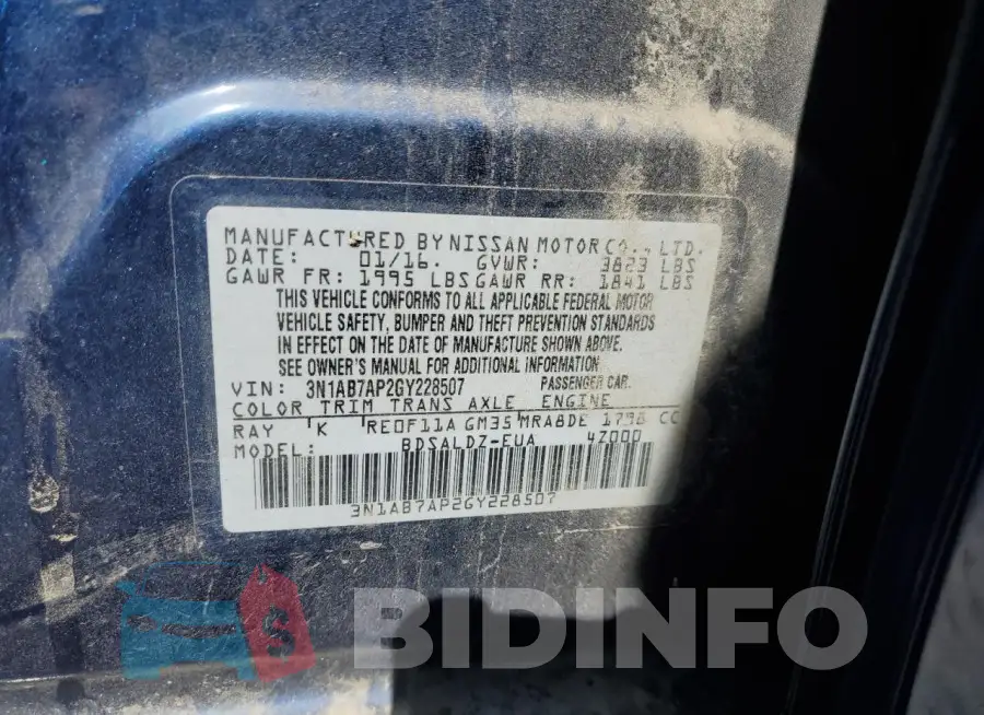3N1AB7AP2GY228507 Photo# 13