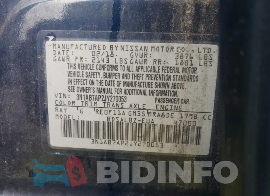 3N1AB7AP2JY270053 Photo# 12