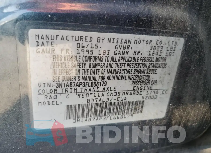 3N1AB7AP3FL668179 Photo# 12
