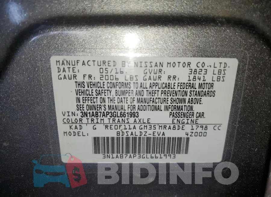 3N1AB7AP3GL661993 Photo# 13