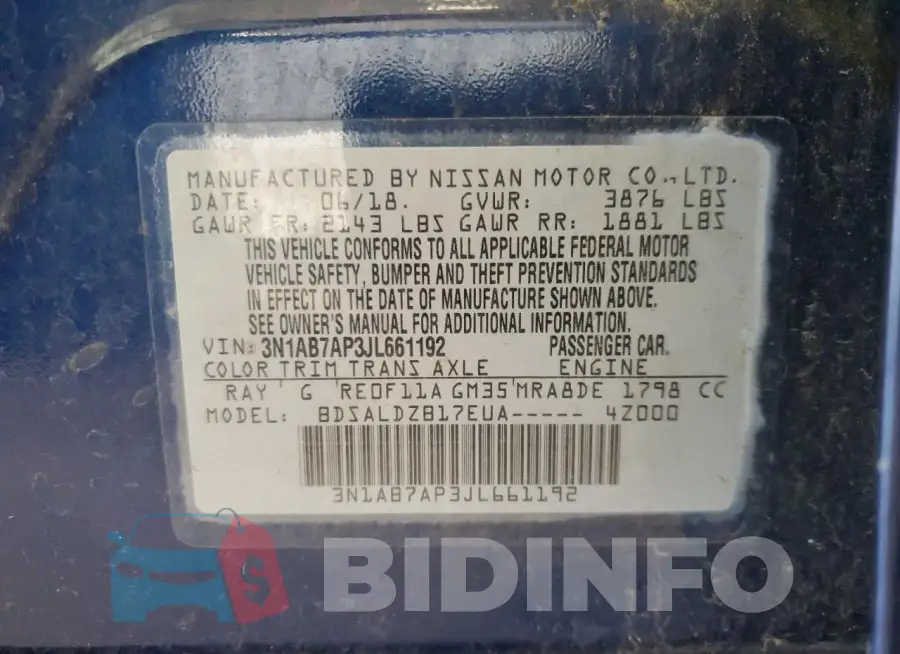 3N1AB7AP3JL661192 Photo# 12