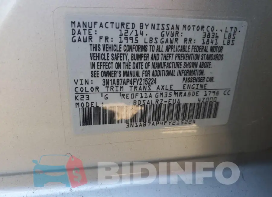3N1AB7AP4FY215224 Photo# 13