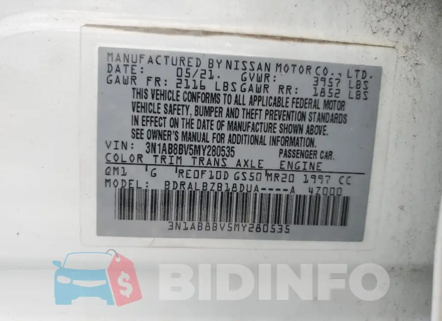 3N1AB8BV5MY280535 Photo# 12