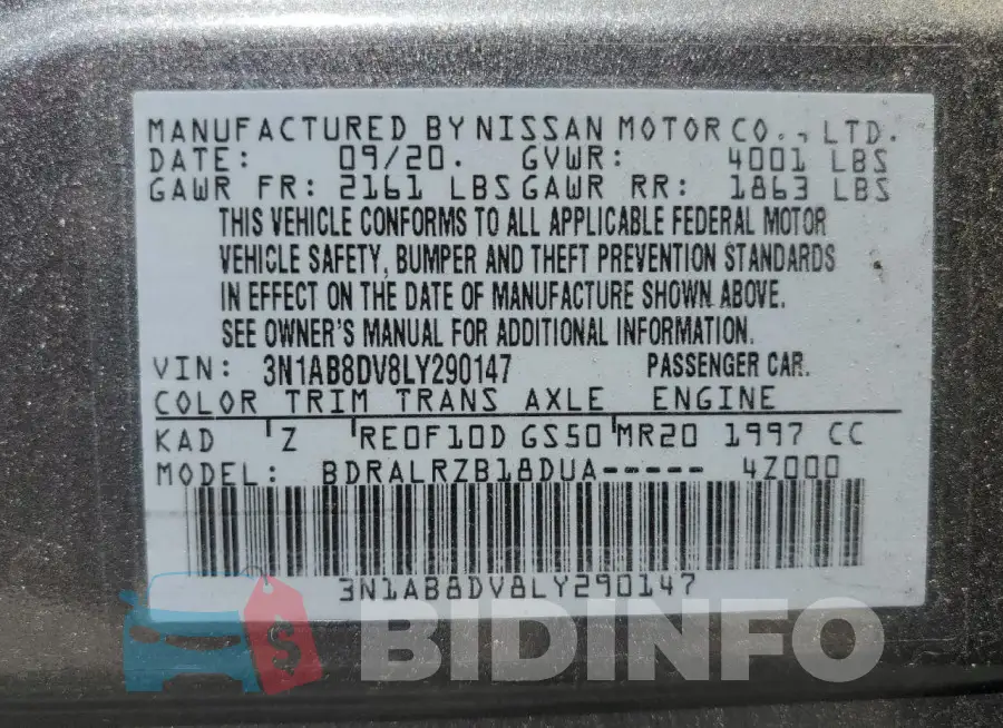 3N1AB8DV8LY290147 Photo# 13