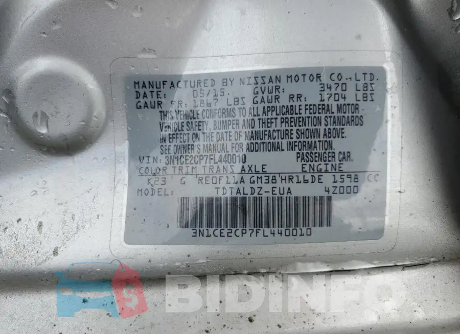 3N1CE2CP7FL440010 Photo# 12