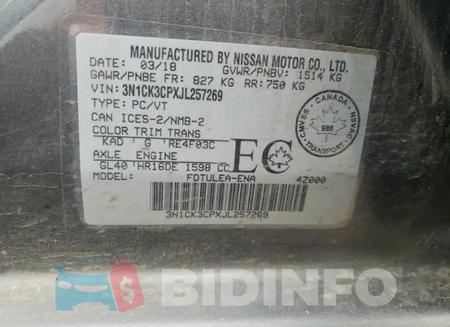 3N1CK3CPXJL257269 Photo# 13