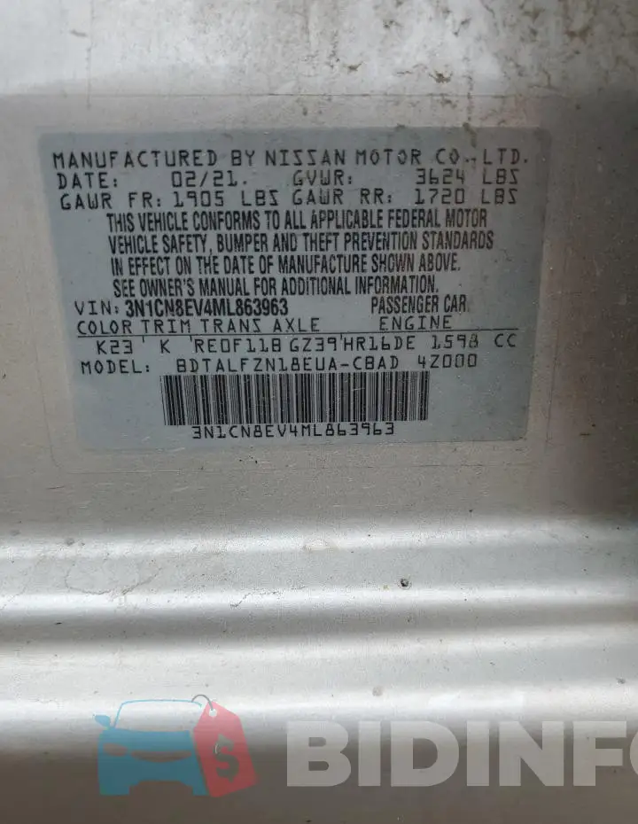 3N1CN8EV4ML863963 Photo# 12