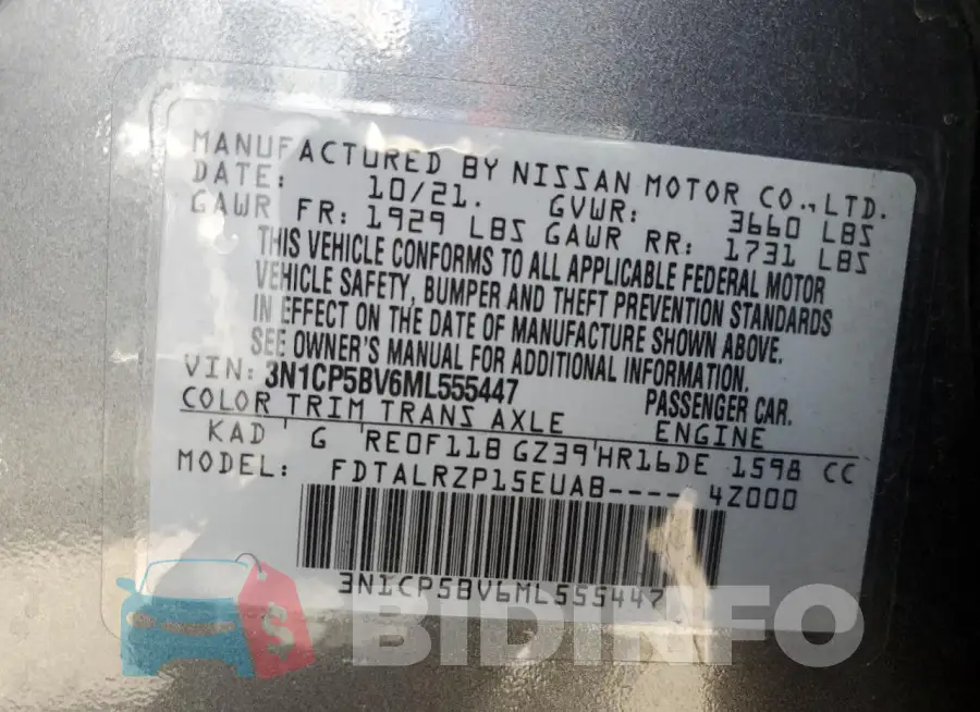 3N1CP5BV6ML555447 Photo# 13