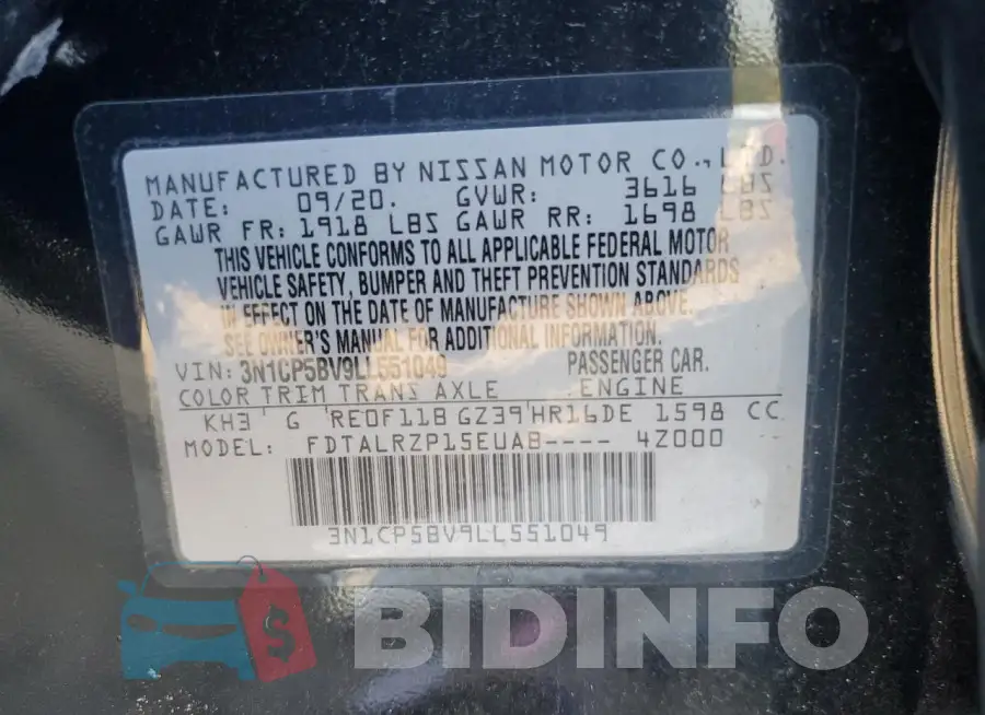 3N1CP5BV9LL551049 Photo# 14