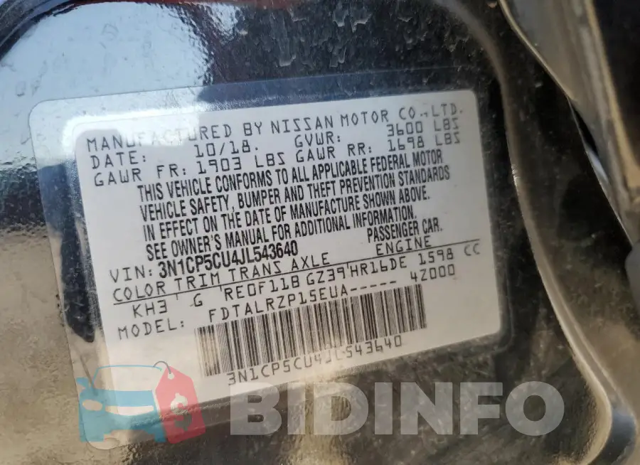 3N1CP5CU4JL543640 Photo# 13
