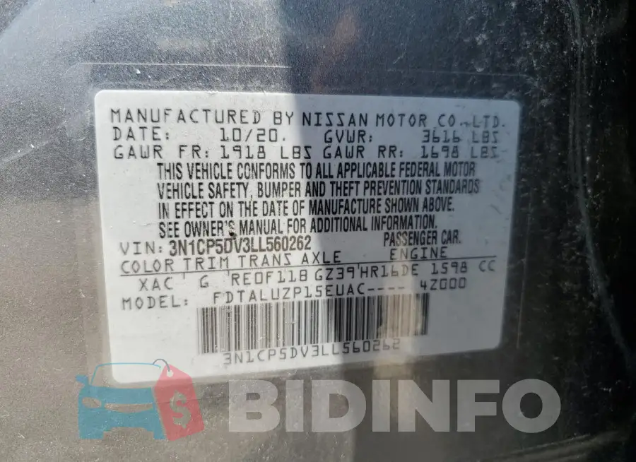 3N1CP5DV3LL560262 Photo# 14