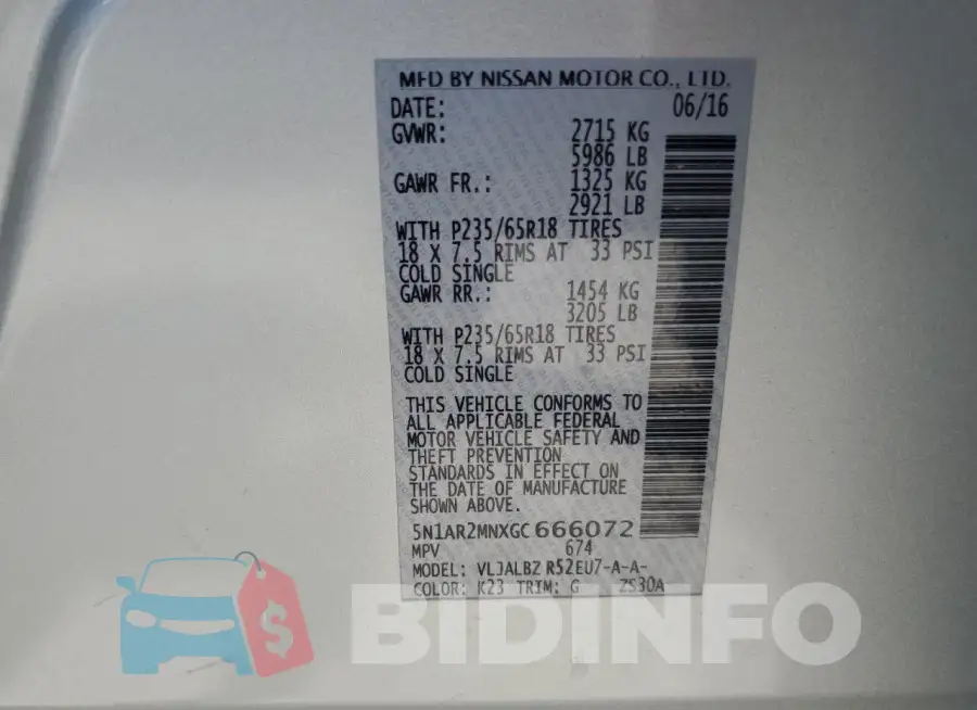 5N1AR2MNXGC666072 Photo# 13