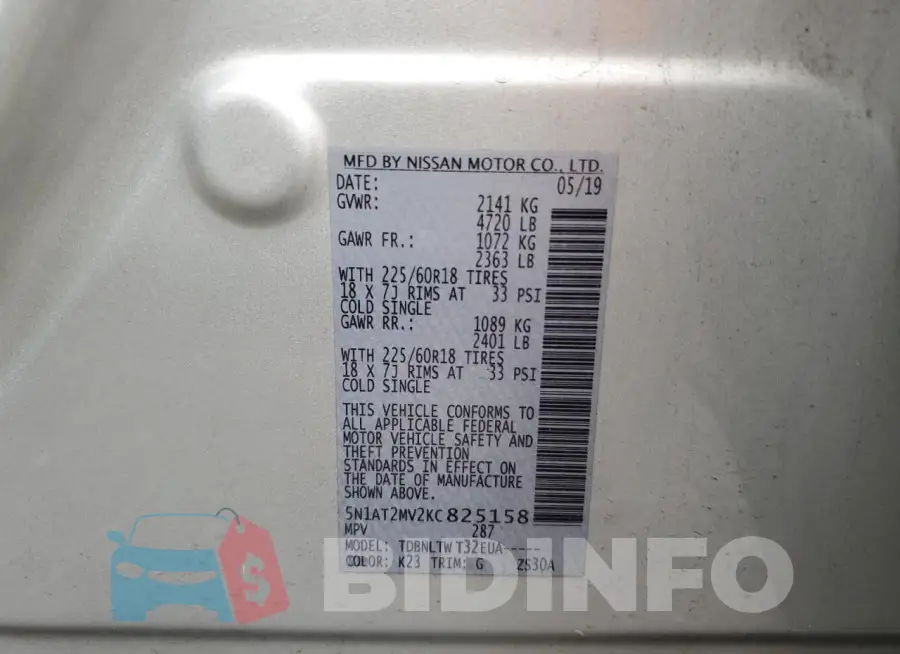 5N1AT2MV2KC825158 Photo# 13