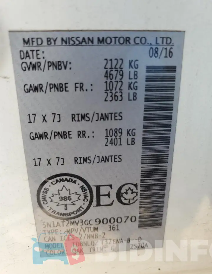 5N1AT2MV3GC900070 Photo# 13