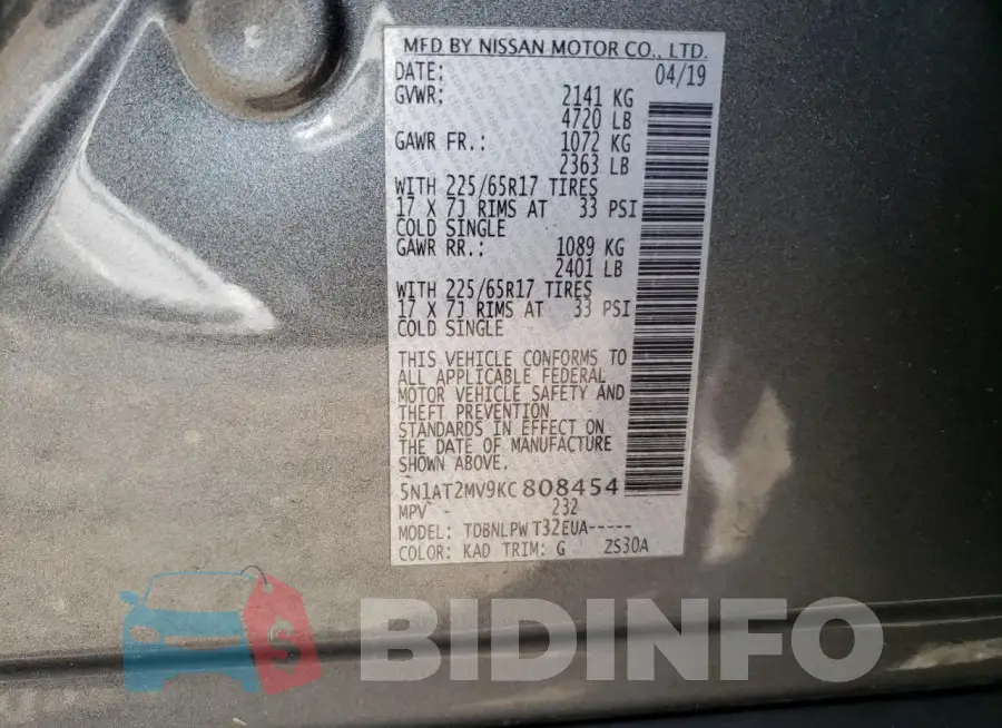 5N1AT2MV9KC808454 Photo# 13
