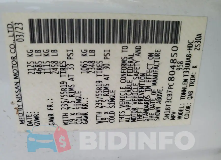 5N1BT3CB7PC804850 Photo# 13