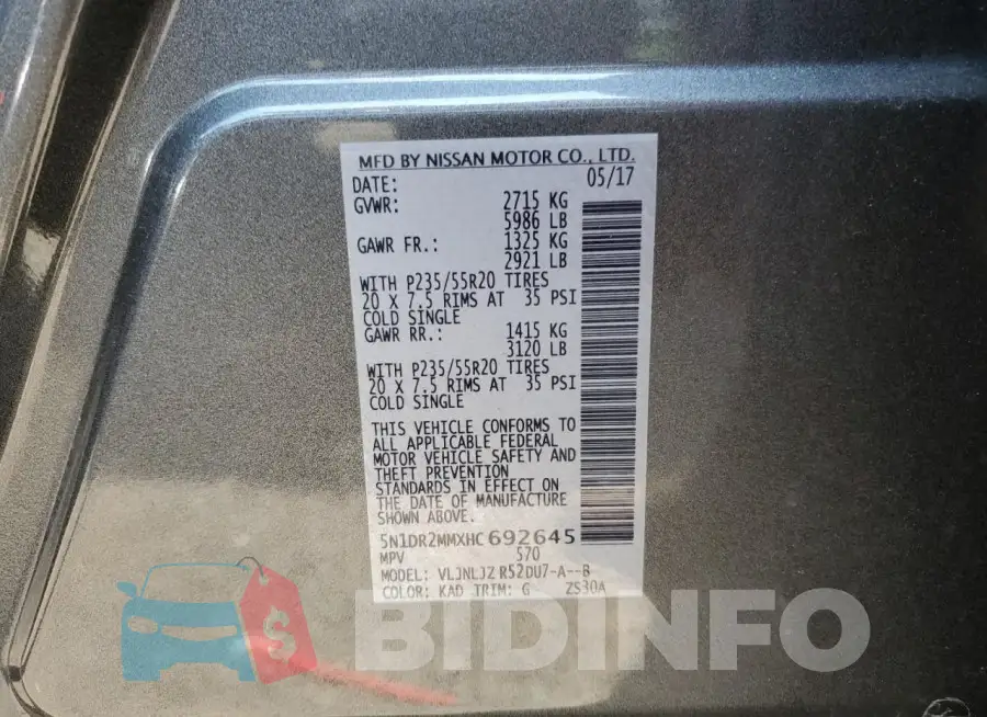 5N1DR2MMXHC692645 Photo# 13