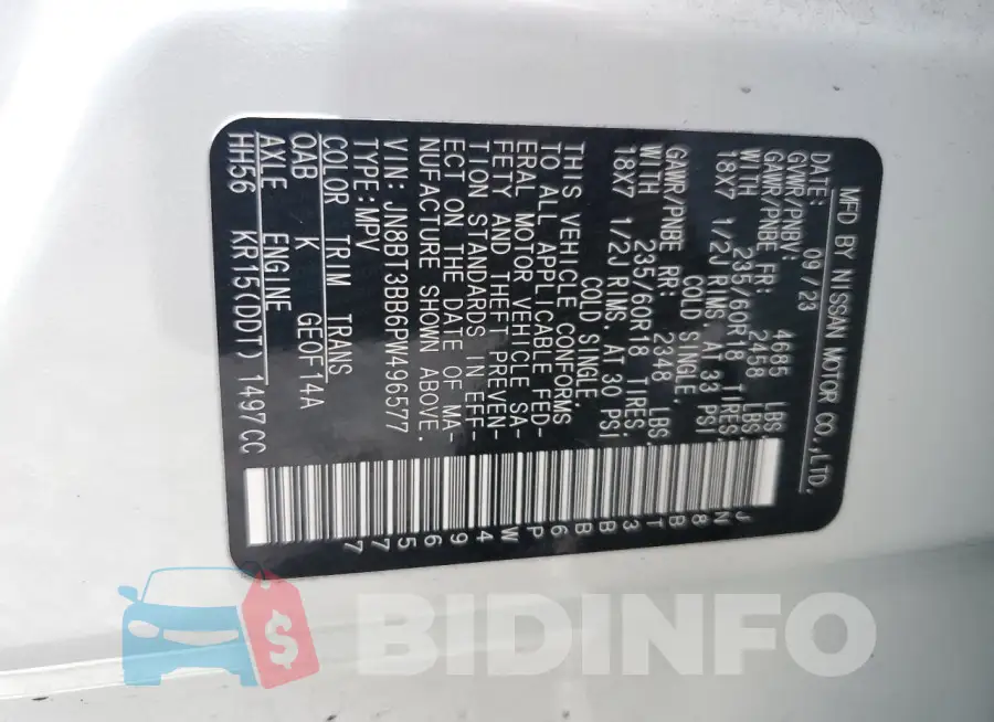JN8BT3BB6PW496577 Photo# 14