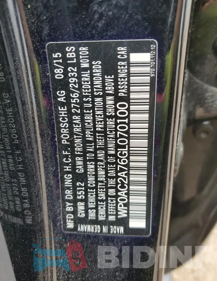 WP0AC2A76GL070100 Photo# 12