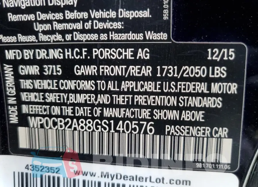 WP0CB2A88GS140576 Photo# 12