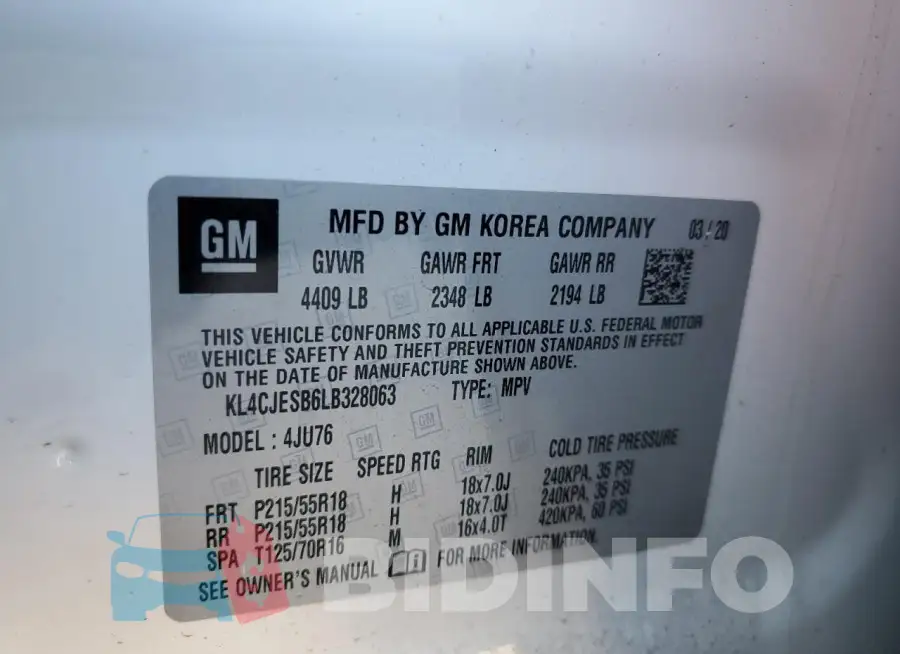 KL4CJESB6LB328063 Photo# 12