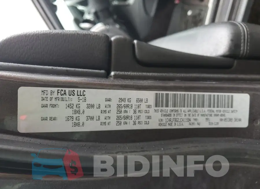 1C4RJFBG2JC411594 Photo# 13