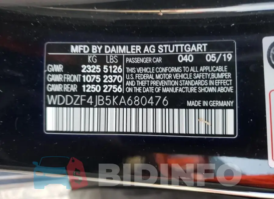 WDDZF4JB5KA680476 Photo# 12