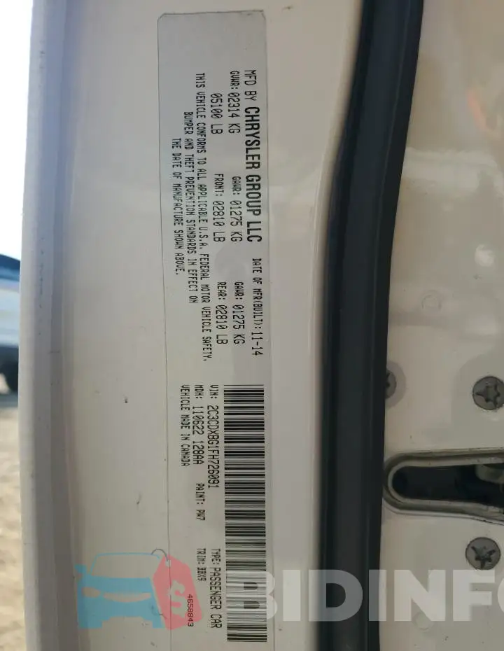 2C3CDXBG1FH726091 Photo# 13