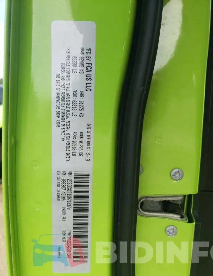 2C3CDXCT1KH718370 Photo# 12