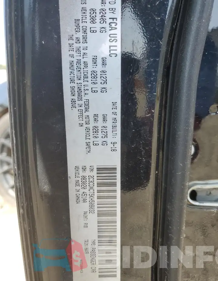 2C3CDXCT5KH508032 Photo# 13