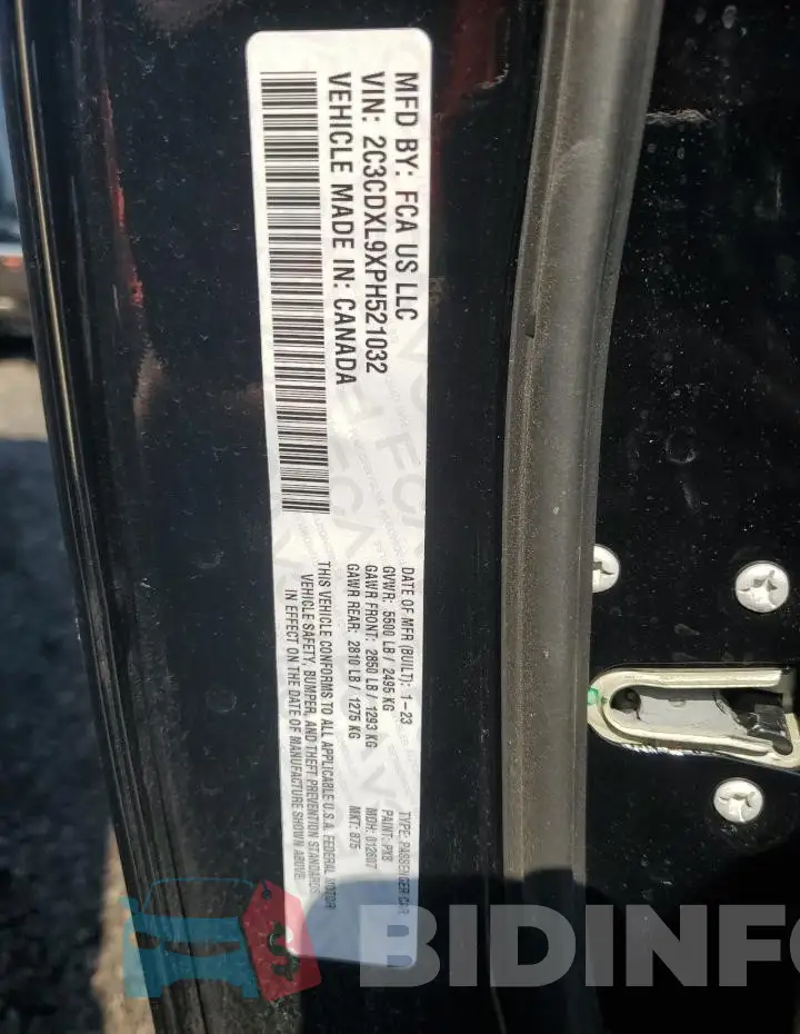 2C3CDXL9XPH521032 Photo# 13