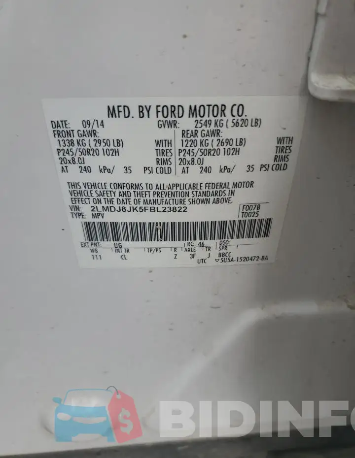 2LMDJ8JK5FBL23822 Photo# 13