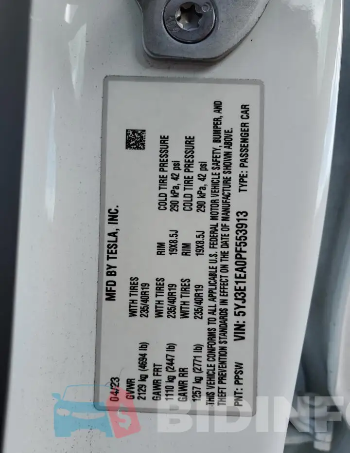 5YJ3E1EA0PF553913 Photo# 12