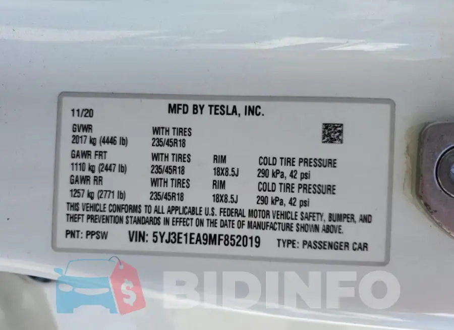 5YJ3E1EA9MF852019 Photo# 12