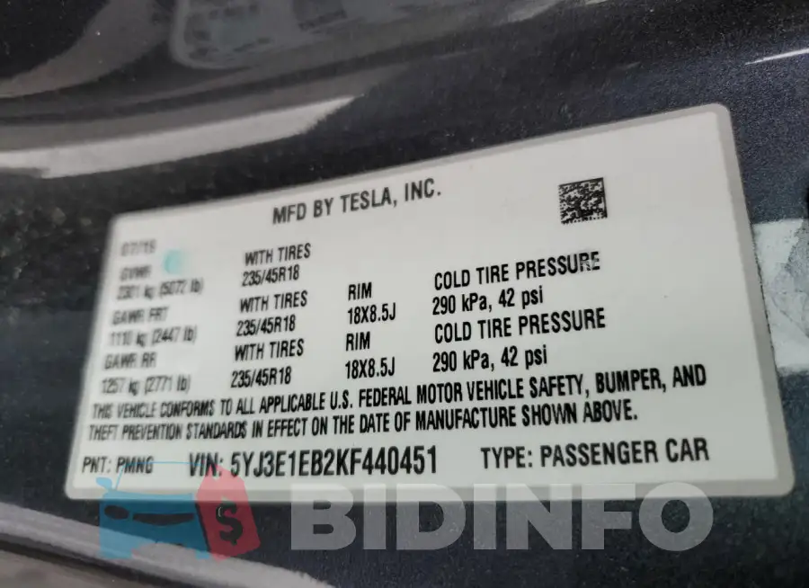 5YJ3E1EB2KF440451 Photo# 12