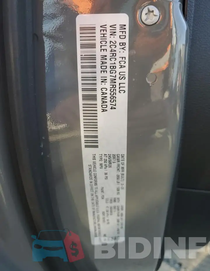2C4RC1BG7MR556574 Photo# 14
