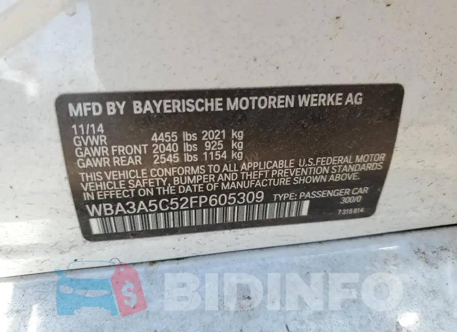 WBA3A5C52FP605309 Photo# 12