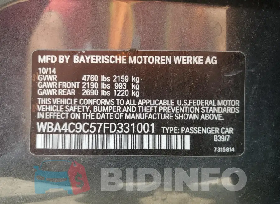 WBA4C9C57FD331001 Photo# 12