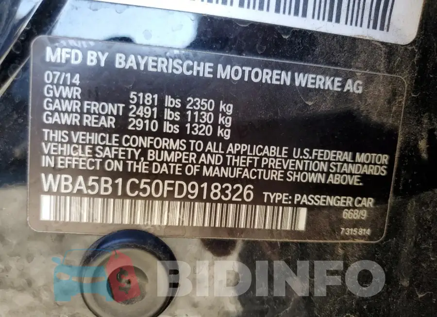 WBA5B1C50FD918326 Photo# 12