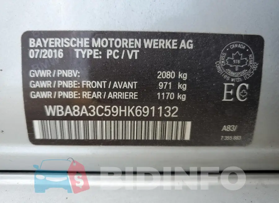 WBA8A3C59HK691132 Photo# 12