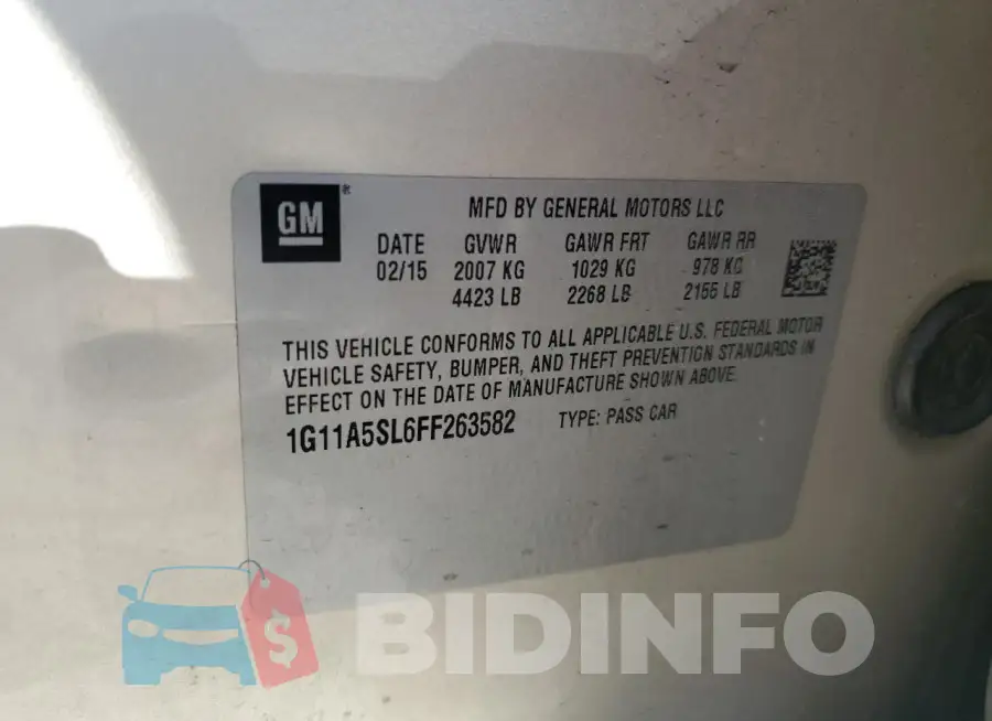 1G11A5SL6FF263582 Photo# 12