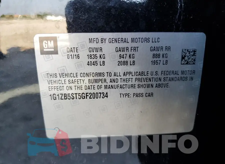 1G1ZB5ST5GF200734 Photo# 12