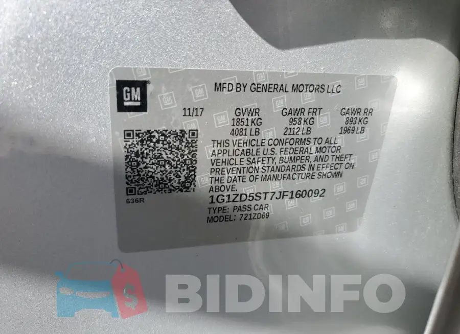 1G1ZD5ST7JF160092 Photo# 12