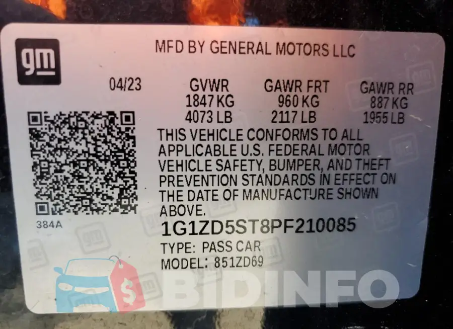 1G1ZD5ST8PF210085 Photo# 12