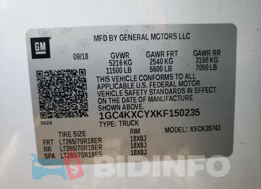 1GC4KXCYXKF150235 Photo# 13