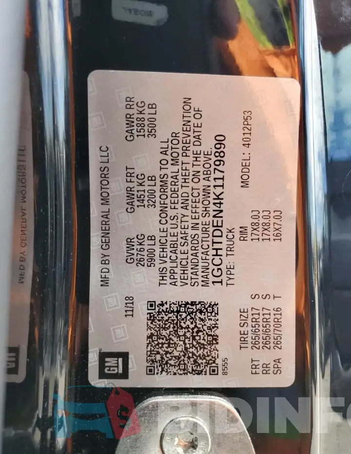 1GCHTDEN4K1179890 Photo# 12