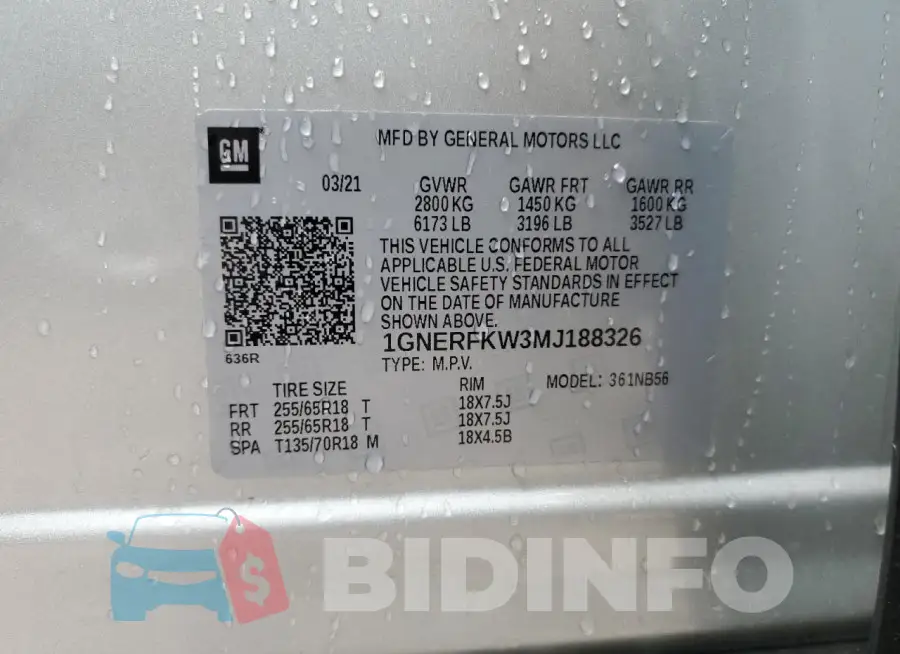 1GNERFKW3MJ188326 Photo# 13