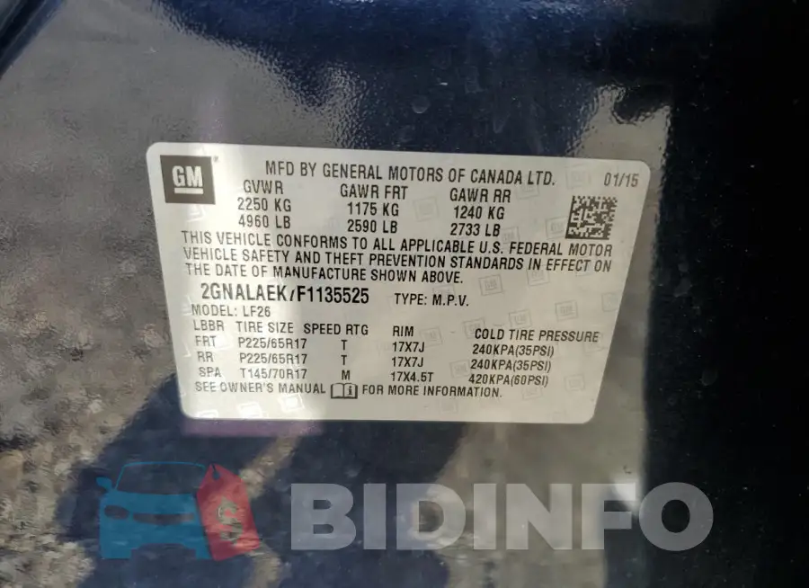 2GNALAEK7F1135525 Photo# 13