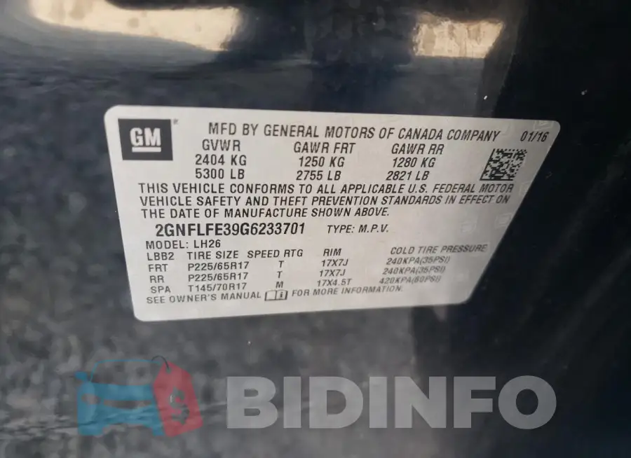 2GNFLFE39G6233701 Photo# 13